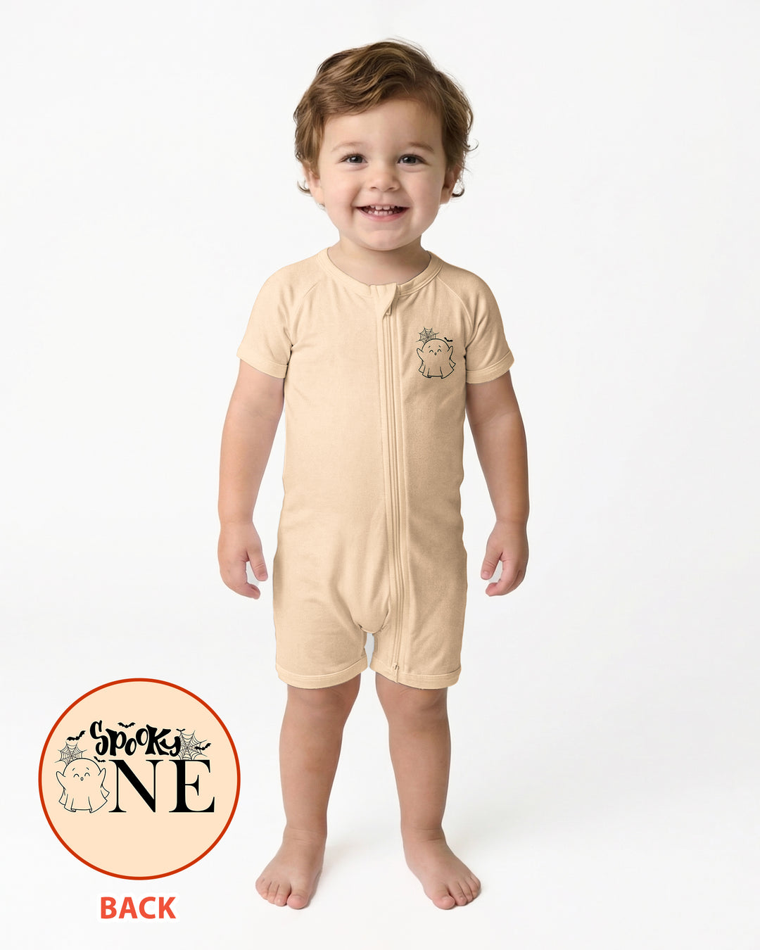 Spooky One Birthday First Birthday Halloween Bamboo Shorty Zippy