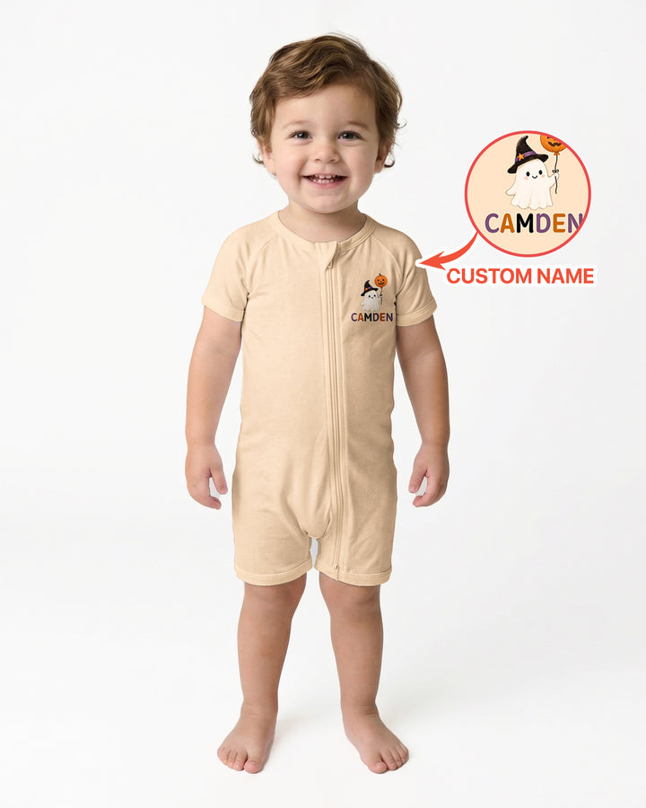 Personalized Name 1st Halloween Ghost Bamboo Shorty Zippy