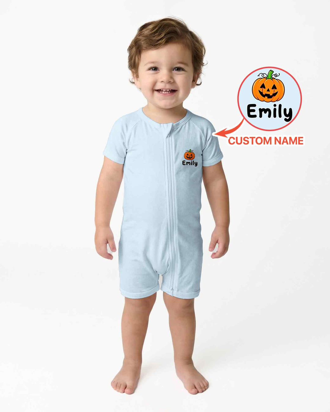 Personalized Spooky Season Pumpkin Ghost Bamboo Shorty Zippy