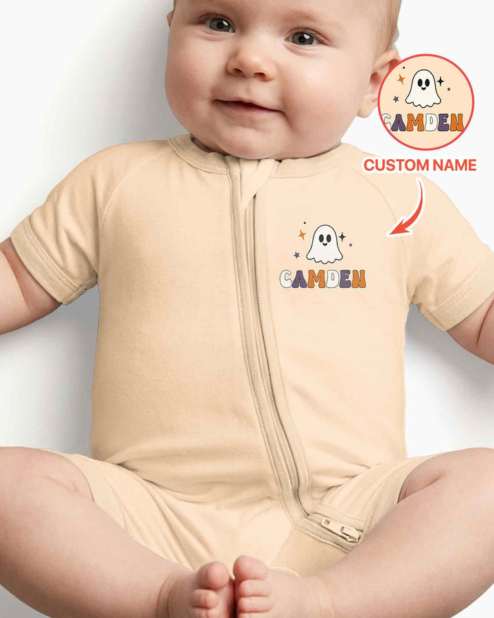 Personalized Spooky One Halloween Baby Bamboo Shorty Zippy