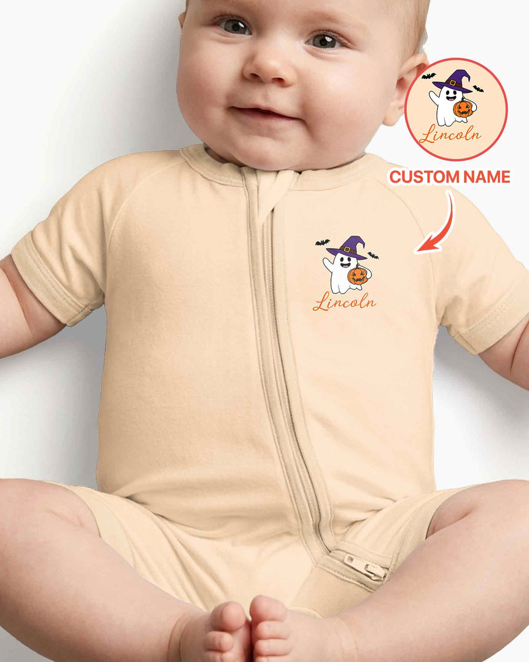 Personalized Spooky One Halloween First Birthday Bamboo Shorty Zippy