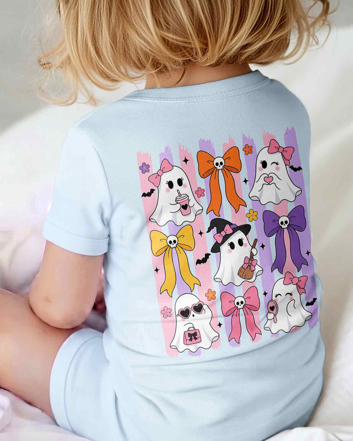 Personalized Pink Bow Ghost Coquette Halloween Bamboo Bodysuit