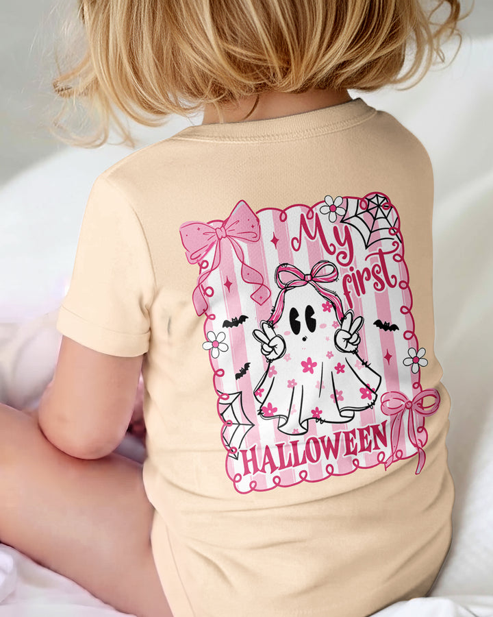 Personalized My First Halloween Pink Coquette Ghost Girl Bamboo Bodysuit