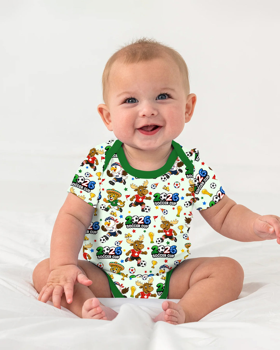 Soccer Cup Cute Mascots Bamboo Bodysuit
