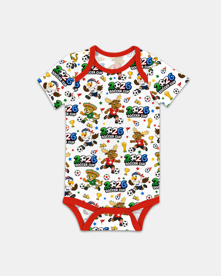 Soccer Cup Cute Mascots Bamboo Bodysuit
