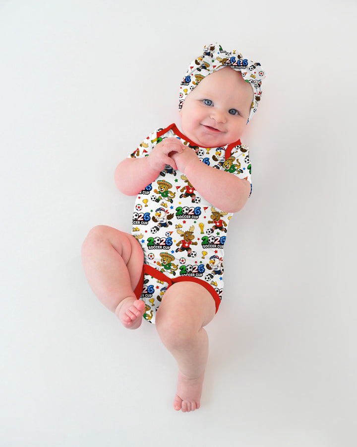 Soccer Cup Cute Mascots Bamboo Bodysuit