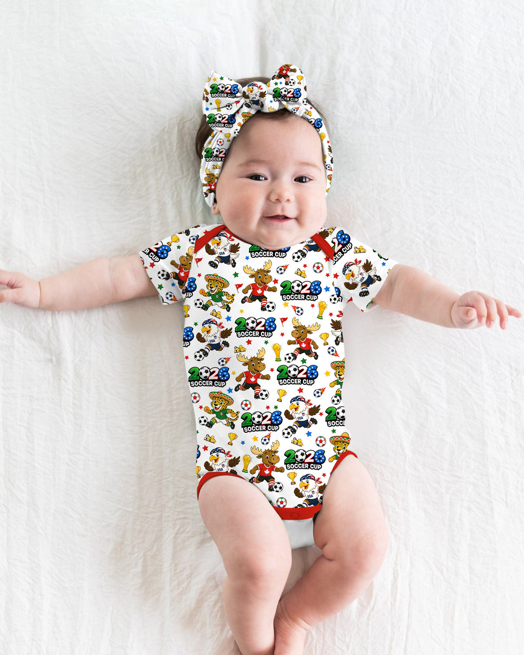 Soccer Cup Cute Mascots Bamboo Bodysuit