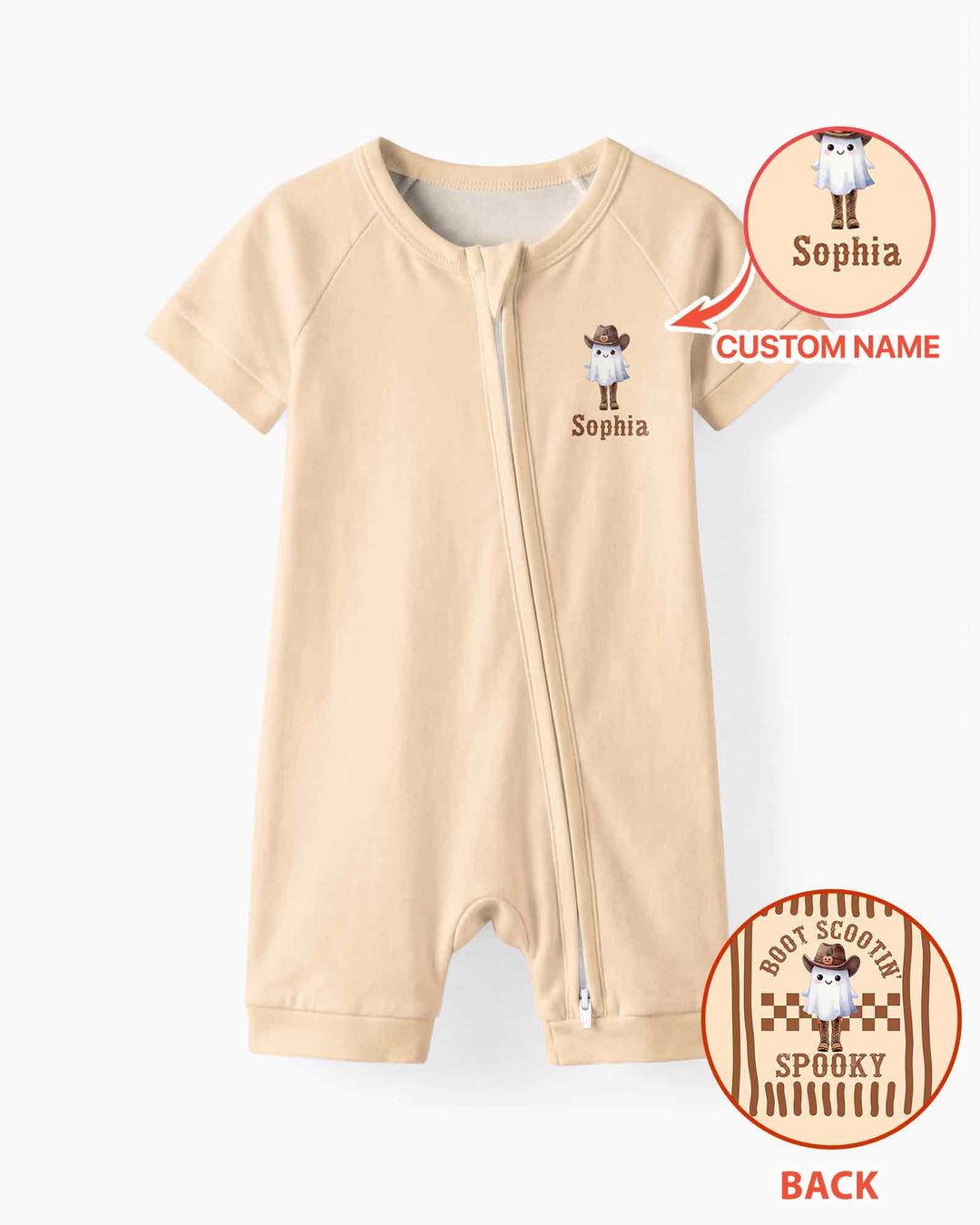 Personalized Scootin Boo Western Halloween Cowboy Bamboo Shorty Zippy