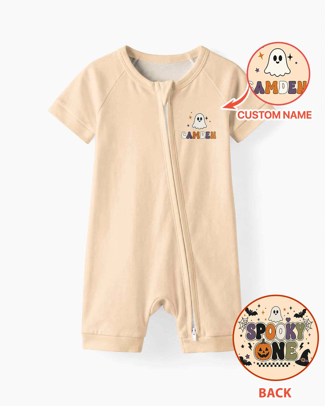 Personalized Spooky One Halloween Baby Bamboo Shorty Zippy