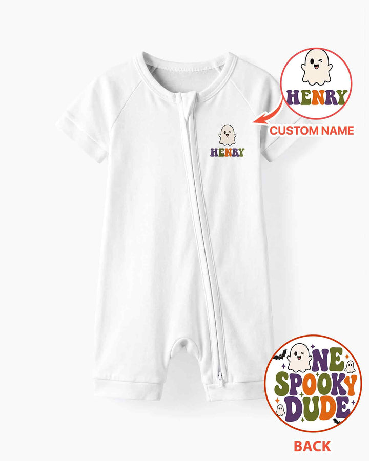 Personalized Halloween First Birthday Bamboo Shorty Zippy