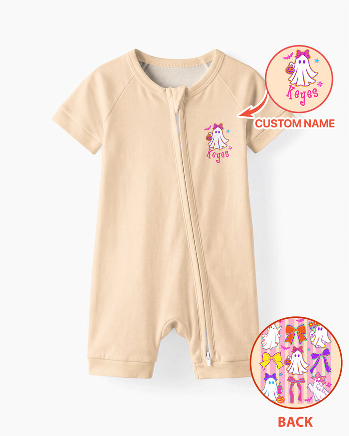 Personalized Coquette Ghost Halloween Bamboo Shorty Zippy
