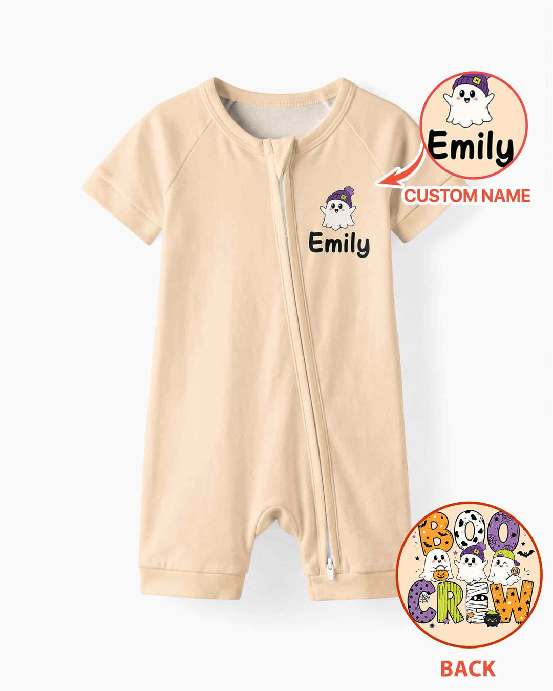 Personalized Boo Crew Halloween Ghost Group Spooky Bamboo Shorty Zippy