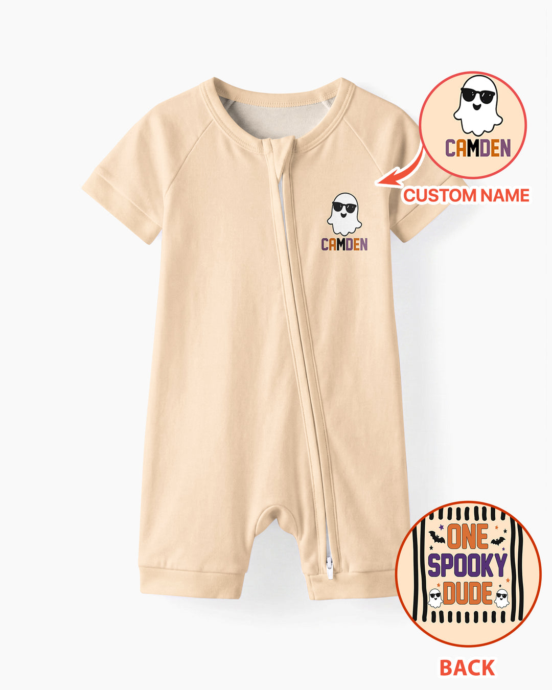 Custom Name Halloween One Spooky Dude Bamboo Shorty Zippy