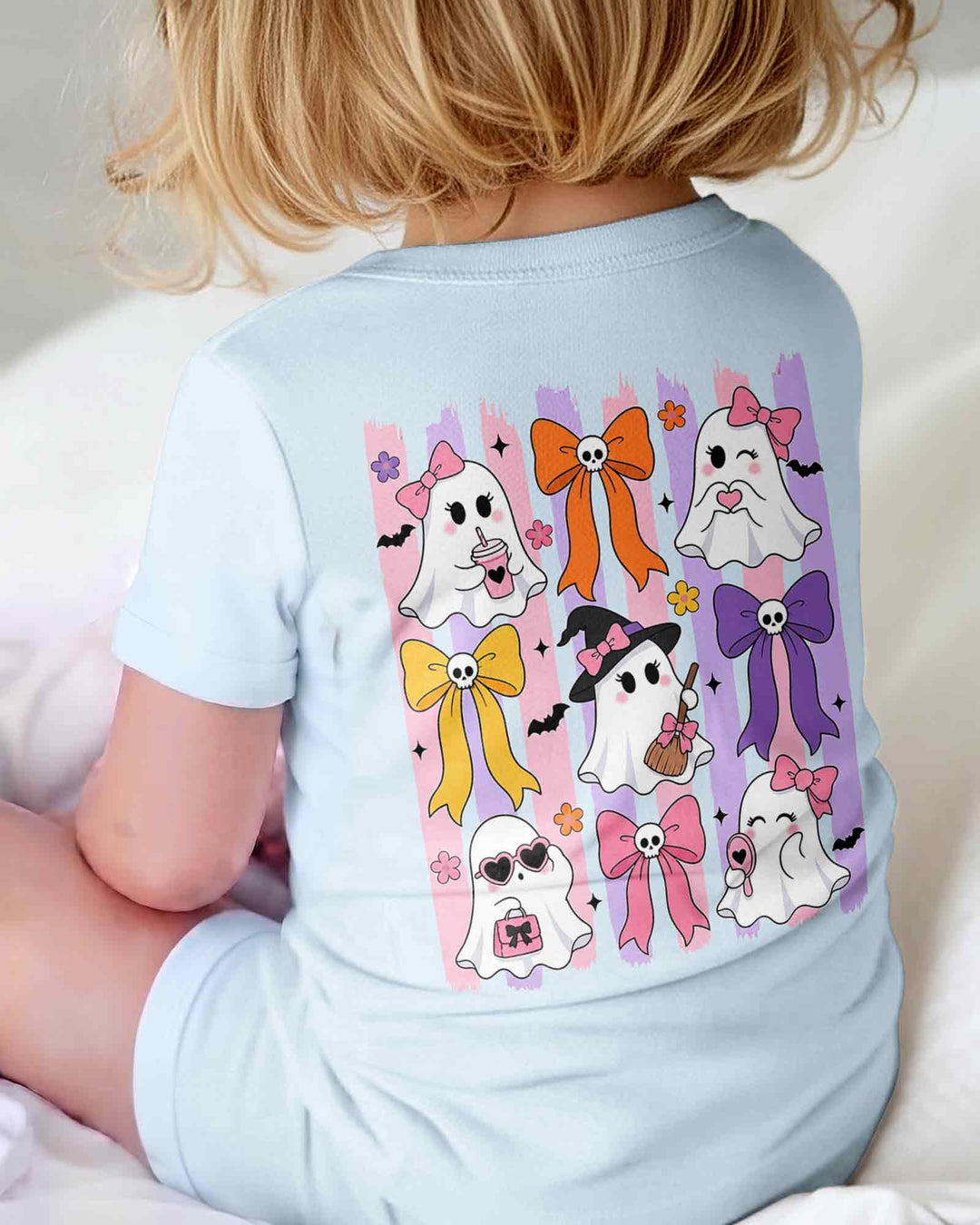 Personalized Pink Bow Ghost Coquette Halloween Bamboo Shorty Zippy