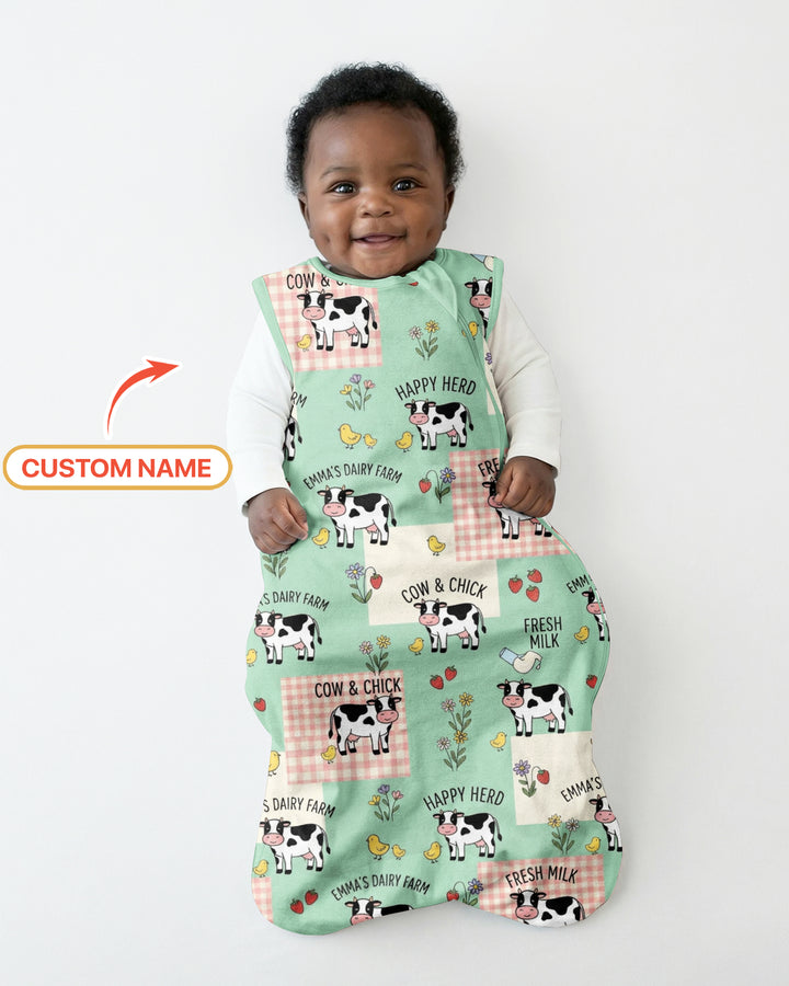 Custom Name Minty Farm And A Tiny Chick Bamboo Sleep Bag