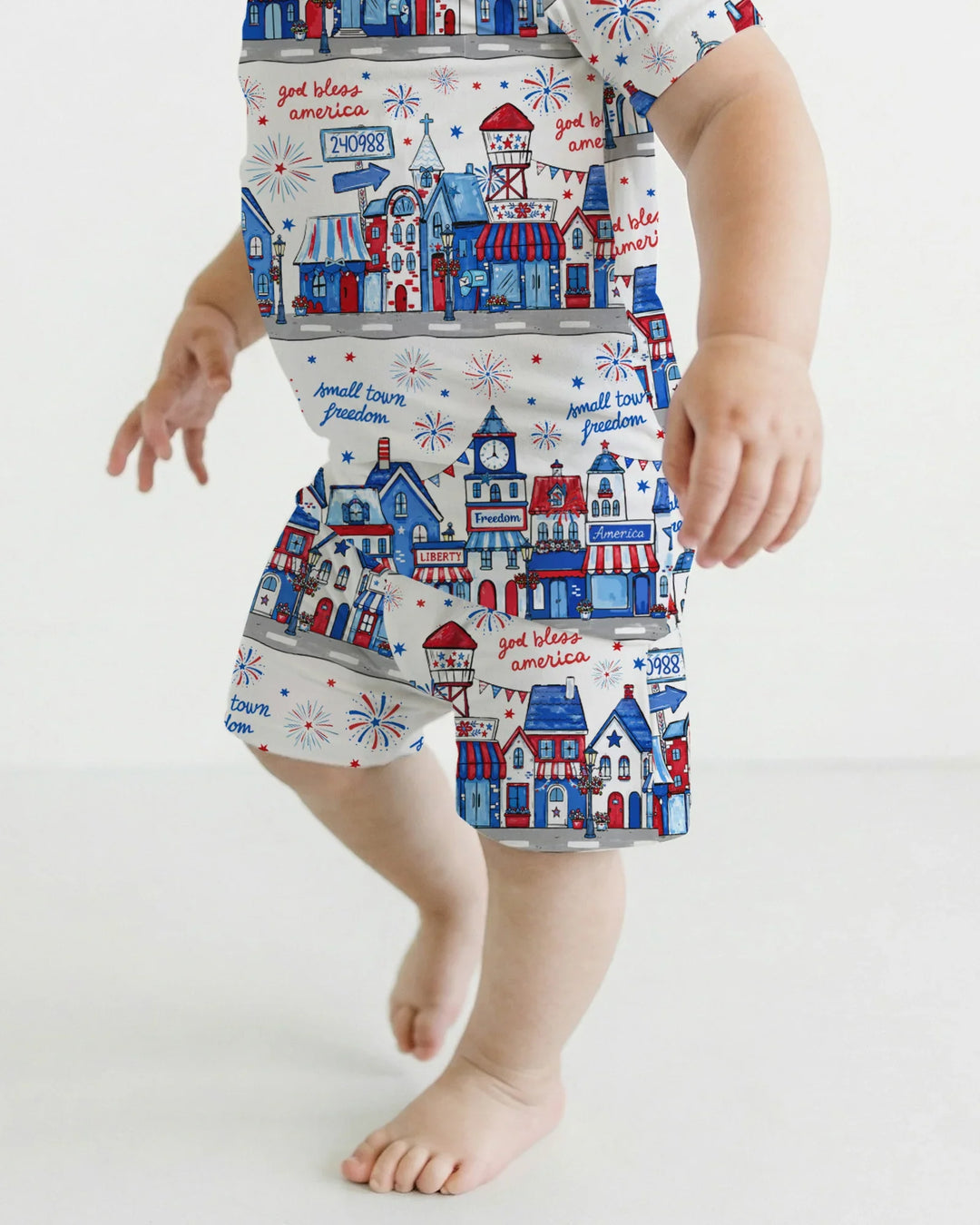 Small Town Freedom USA Bamboo Two Piece Short Sleeve Shorts Pajama Set