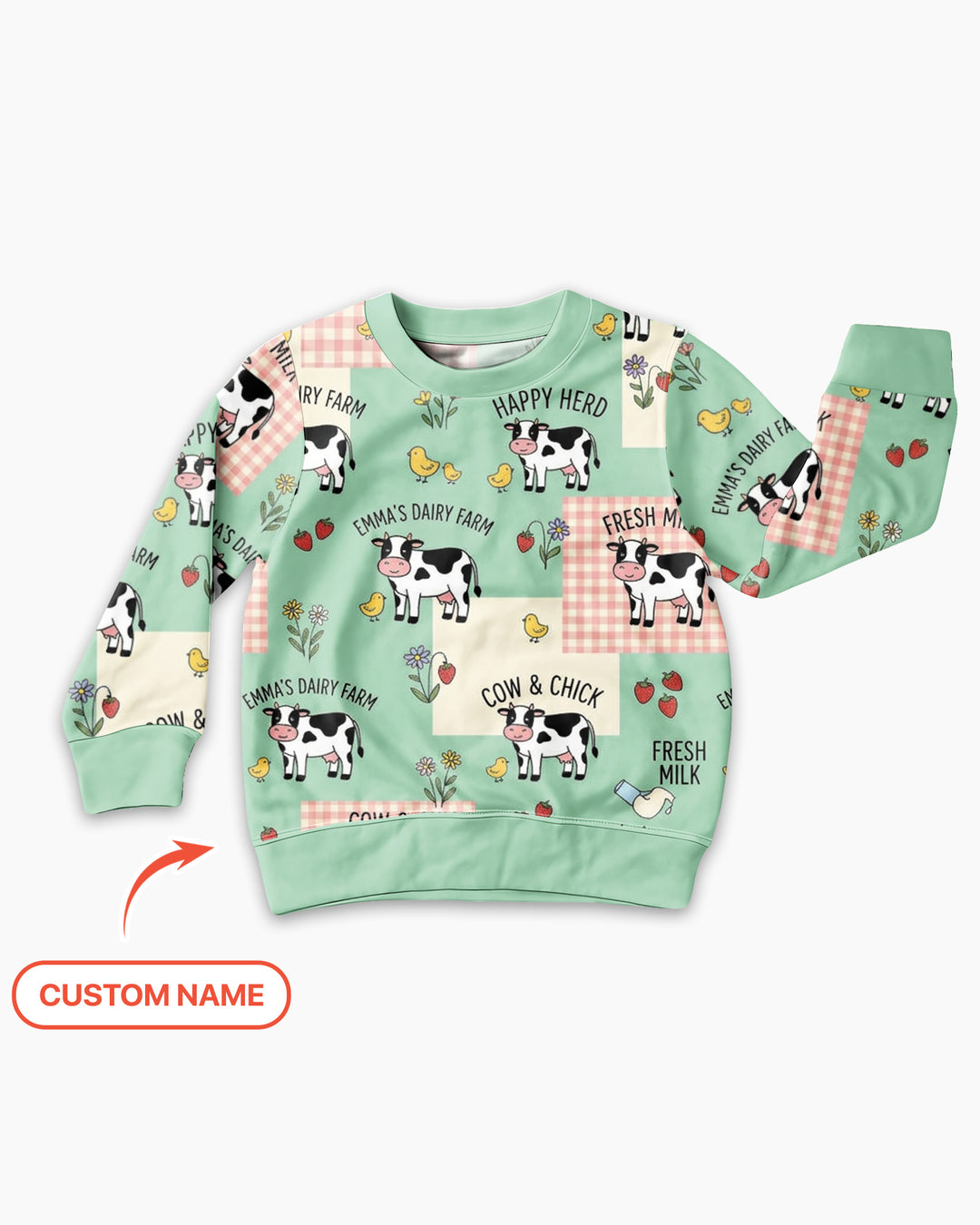 Custom Name Minty Farm And A Tiny Chick Bamboo Crewneck Sweatshirt
