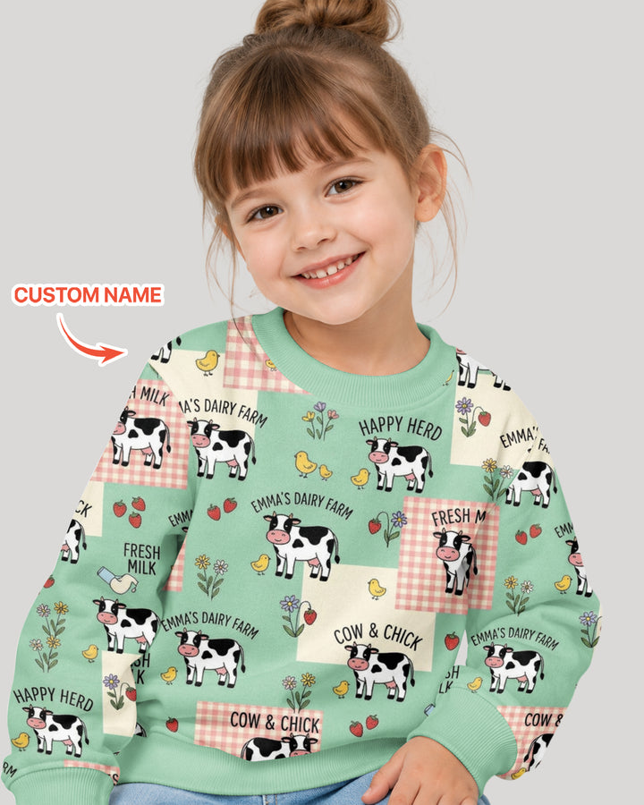 Custom Name Minty Farm And A Tiny Chick Bamboo Crewneck Sweatshirt