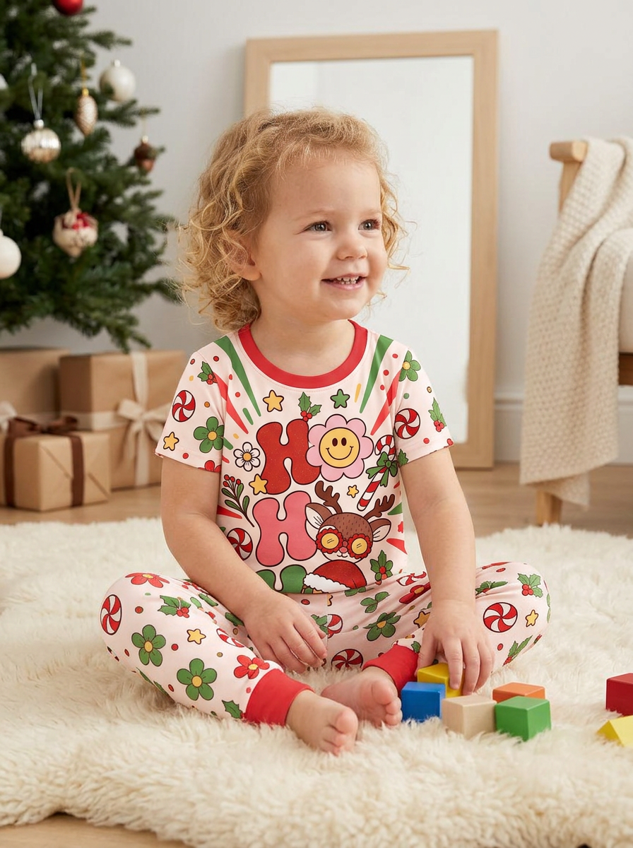 Ho Ho Ho Holiday Bamboo Two Piece Short Sleeve Pajama Set
