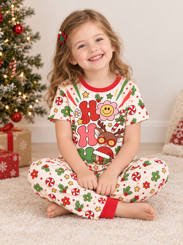 Ho Ho Ho Holiday Bamboo Two Piece Short Sleeve Pajama Set