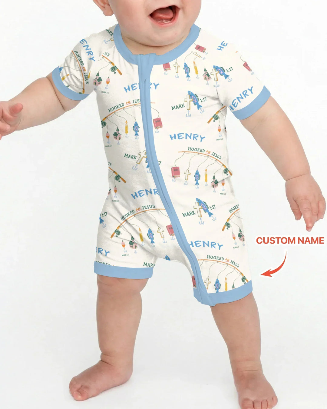 Hooked On Jesus Fishing Matching Bamboo Shorty Zippy