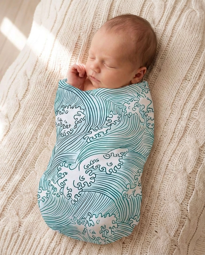 Coastal Waves Bamboo Swaddle Blanket