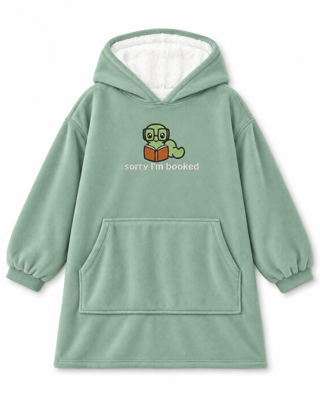 Love Being A Book Worm Embroidered Blanket Hoodie