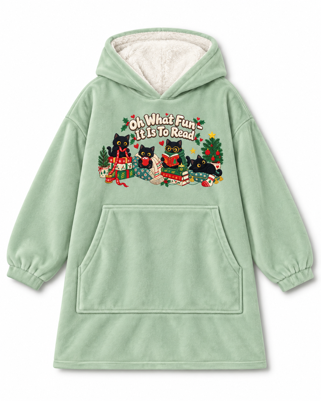 Oh What Fun It Is Reading Book Embroidered Blanket Hoodie