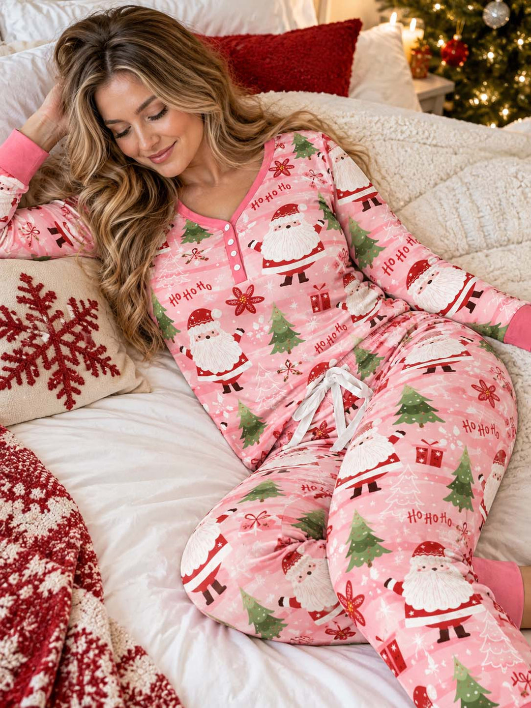 Santa Ho Ho Ho Bamboo Women Pajama Set