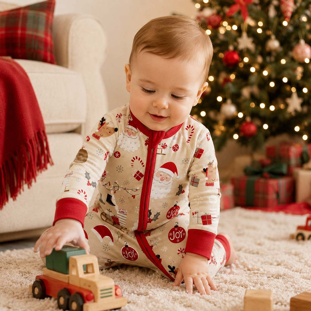 Santa Reindeer Holiday Joy Bamboo Convertible Zippy