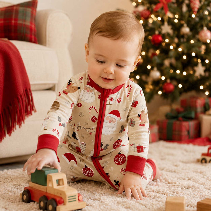 Santa Reindeer Holiday Joy Bamboo Convertible Zippy