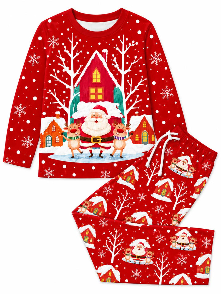 Santa Reindeer Winter Village Bamboo Men's Pajama Set