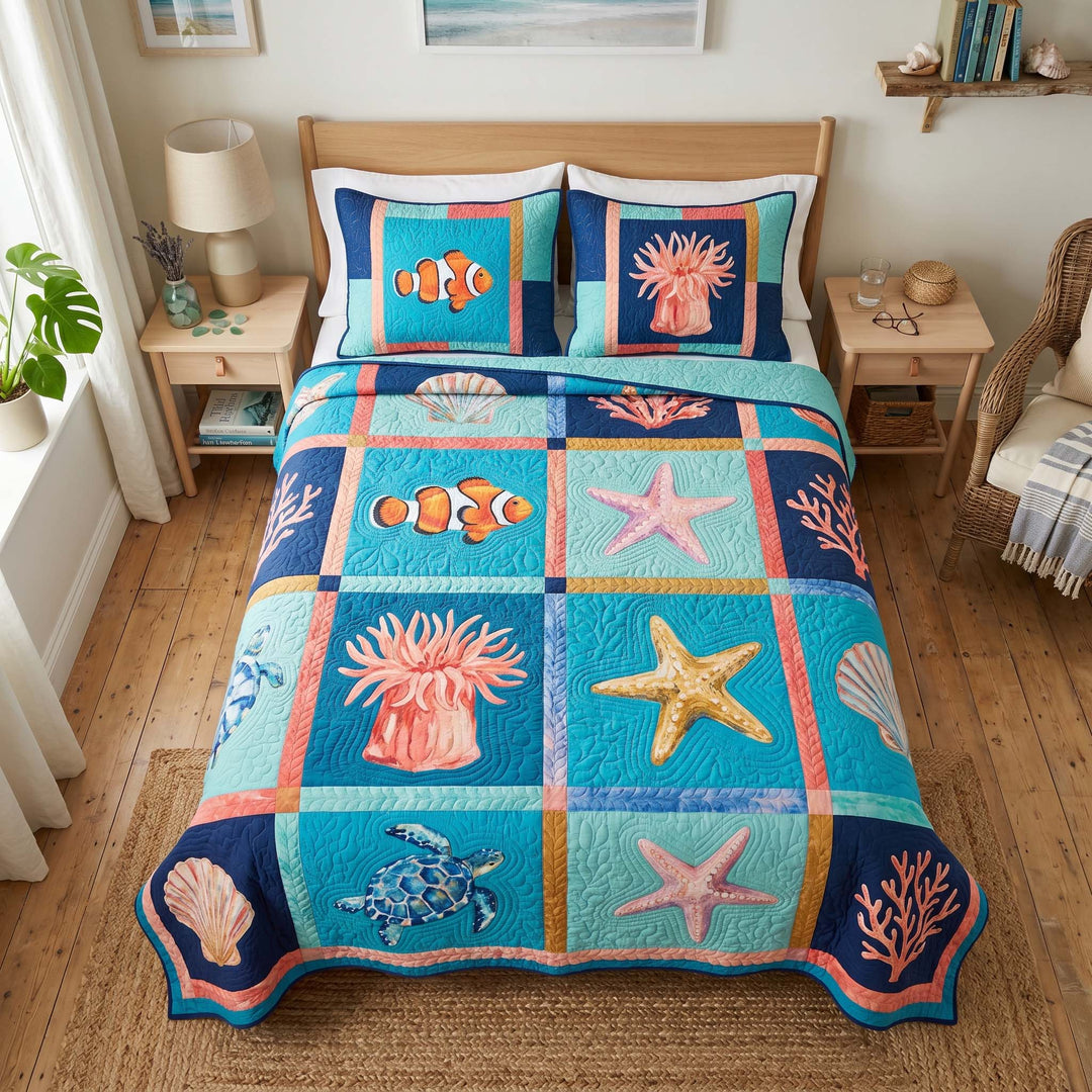 Sea Horizon Bamboo Quilt Bedding Set