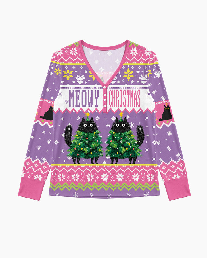 Meowy Christmas Bamboo Women Pajama Set
