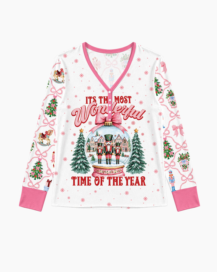 Nutcracker and Snow Globe It's Most Wonderful Time of The Year Bamboo Women Pajama Set