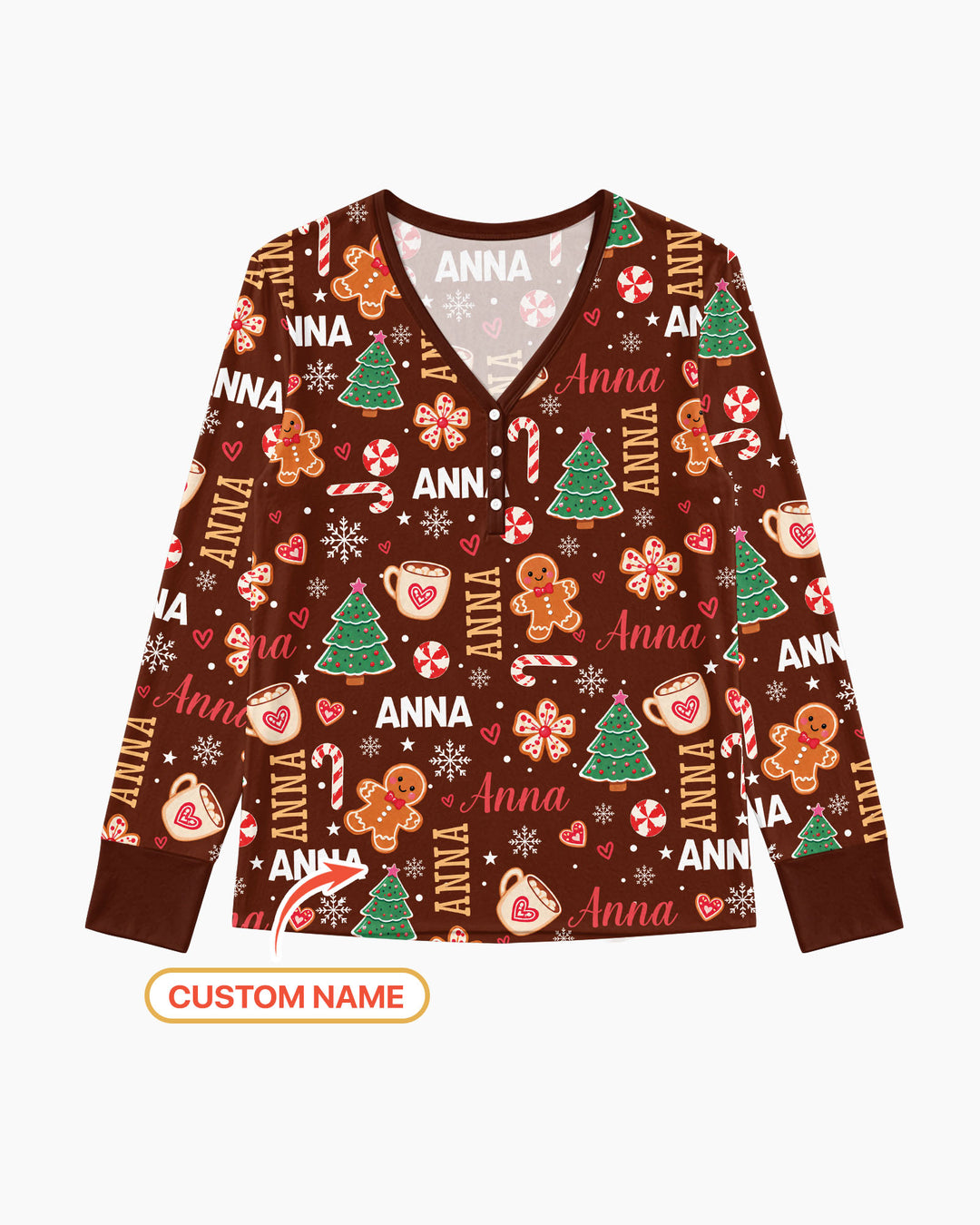 Custom Name Christmas Crew Family Matching Bamboo Women Pajama Set
