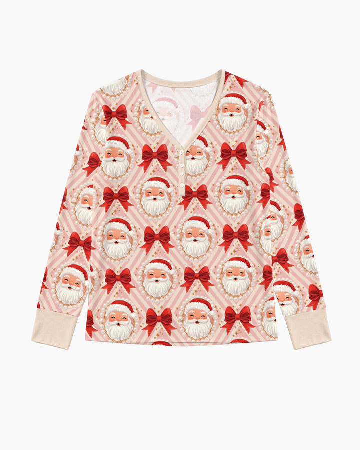 Preppy Coquette Santa Mommy And Me Matching Bamboo Women Pajama Set