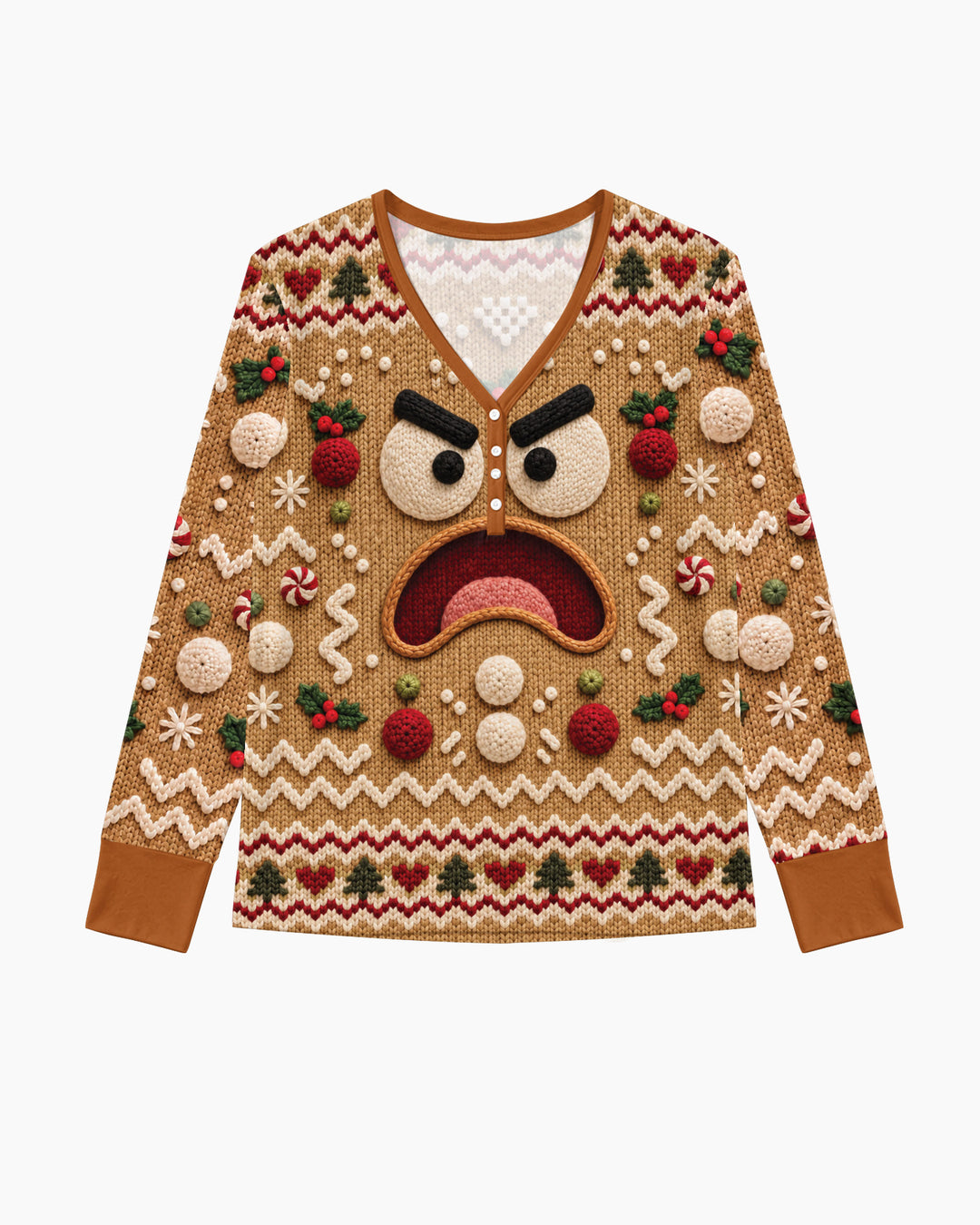 Grumpy Gingerbread Crew Bamboo Women Pajama Set