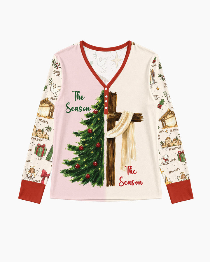 Jesus Is The Reason For The Season Family Matching Bamboo Women Pajama Set