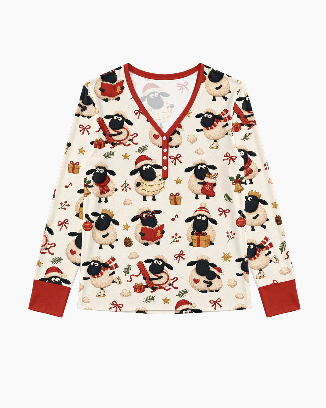 Festive Holiday Sheep Bamboo Women Pajama Set