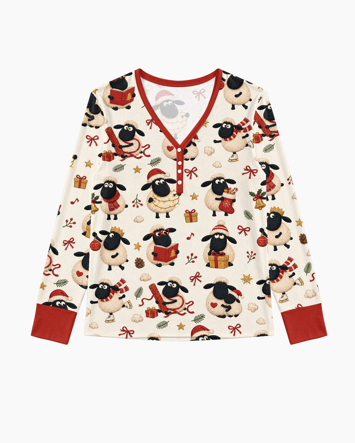 Festive Holiday Sheep Bamboo Women Pajama Set