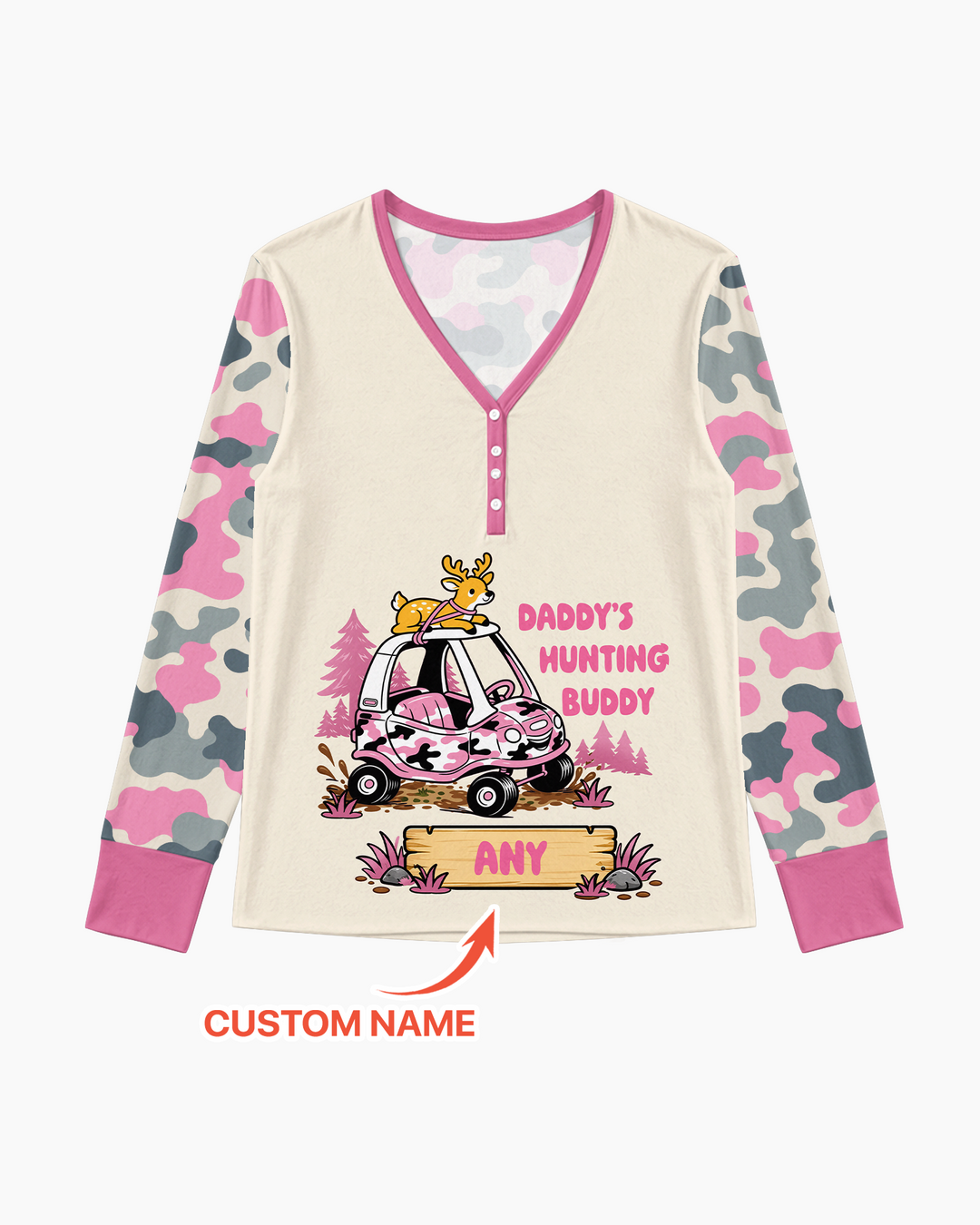 Custom Name Daddy's Hunting Buddy Bamboo Women Pajama Set