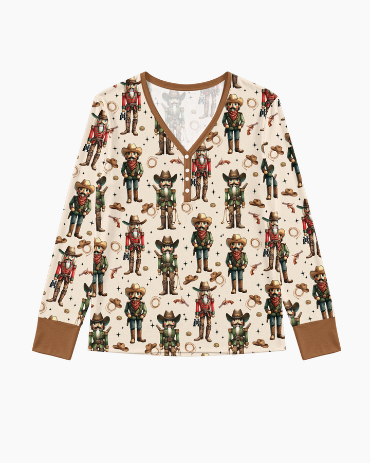 Western Christmas Cowboy Nutcracker Bamboo Women Pajama Set