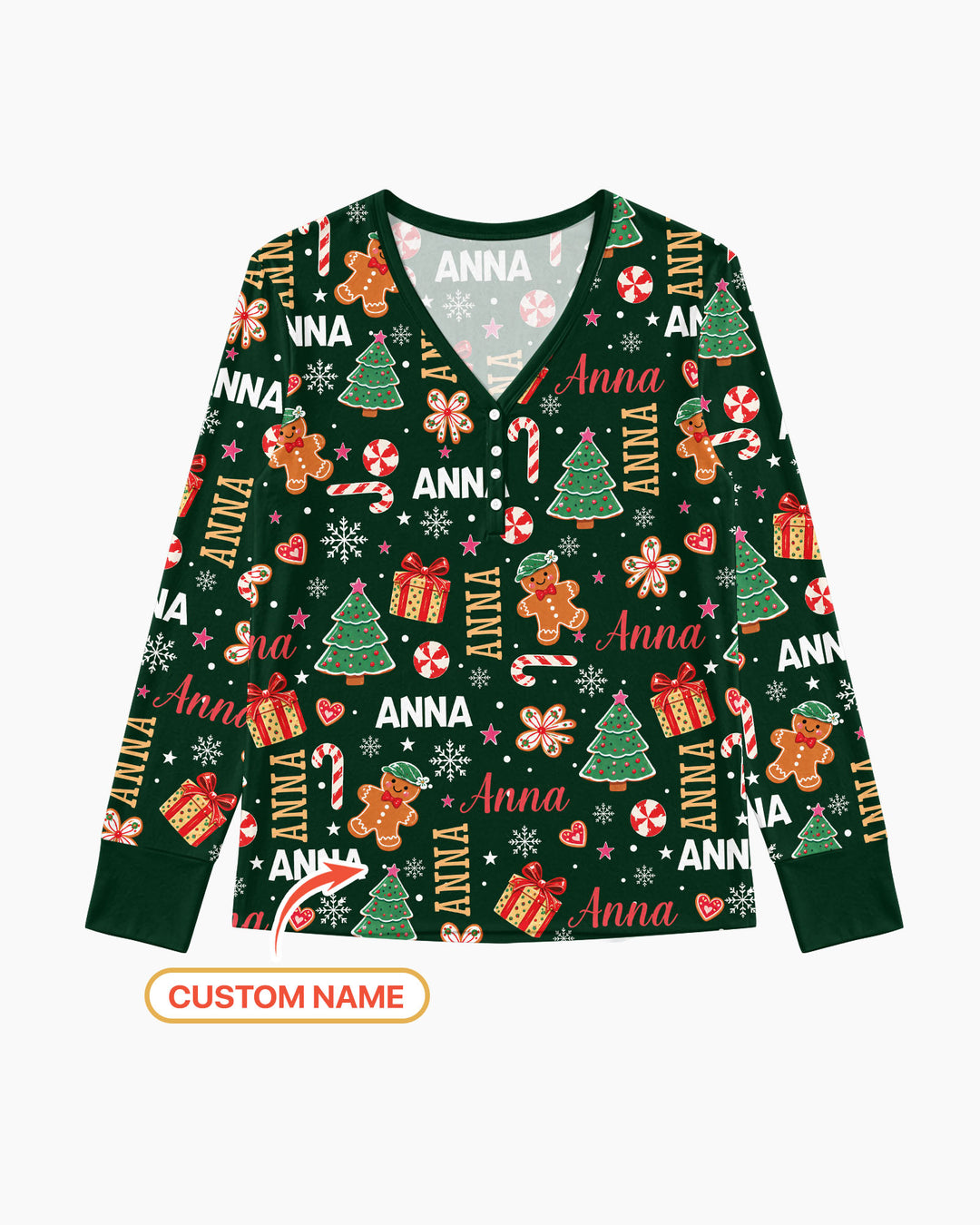 Custom Name Christmas Crew Family Matching Bamboo Women Pajama Set