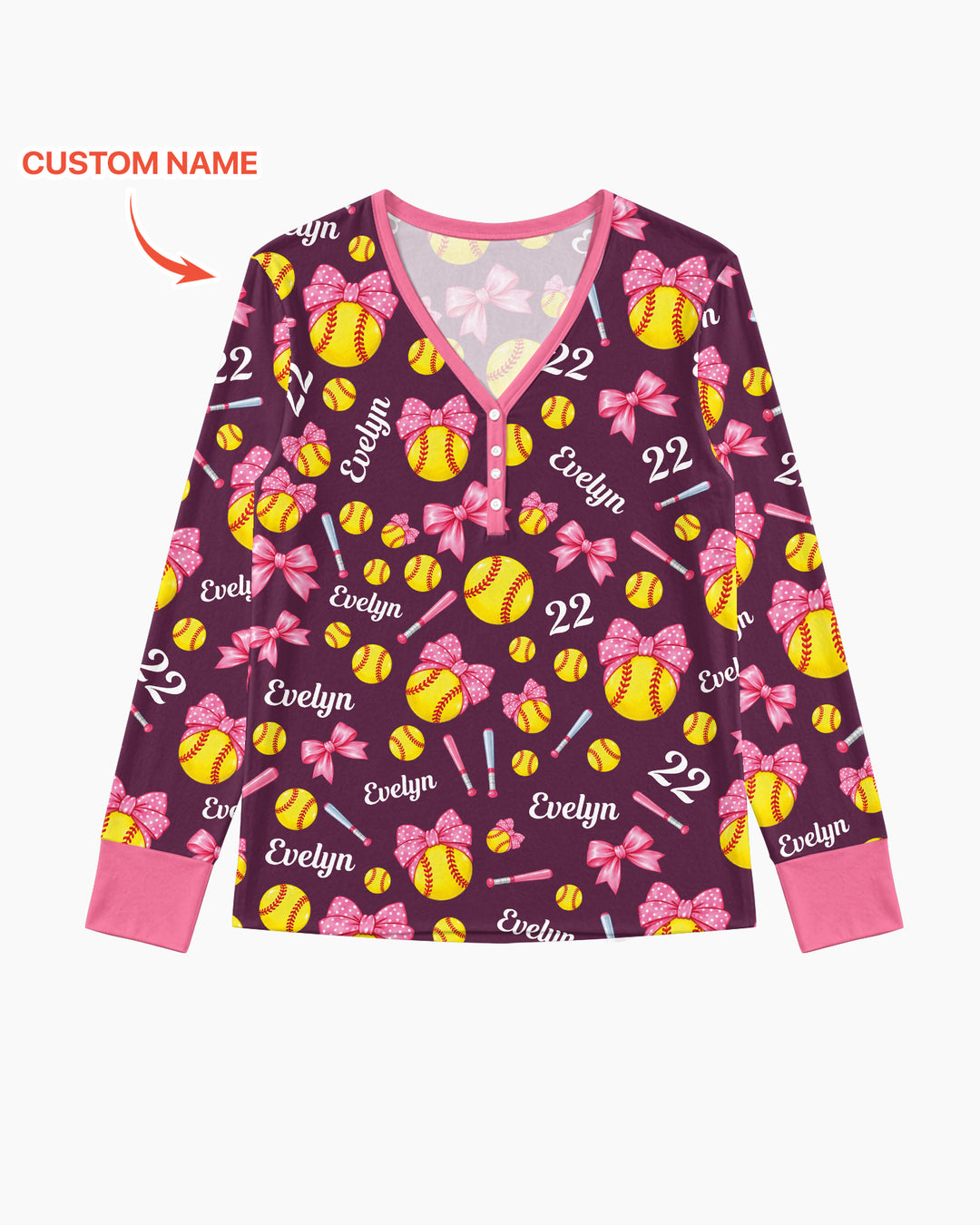 Little Softball Star Bamboo Women Pajama Set