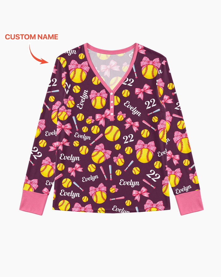 Little Softball Star Bamboo Women Pajama Set