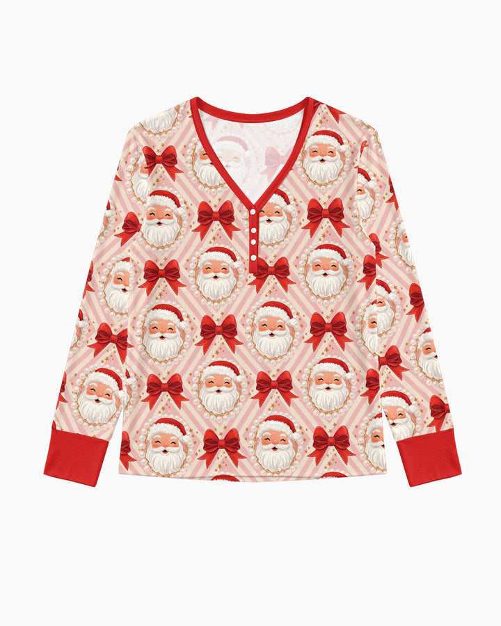 Preppy Coquette Santa Mommy And Me Matching Bamboo Women Pajama Set
