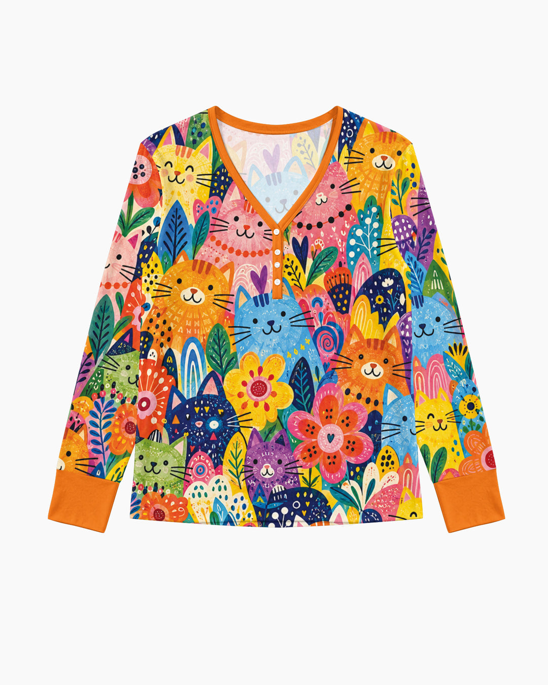 Colorful Lovely Cat Bamboo Women Pajama Set