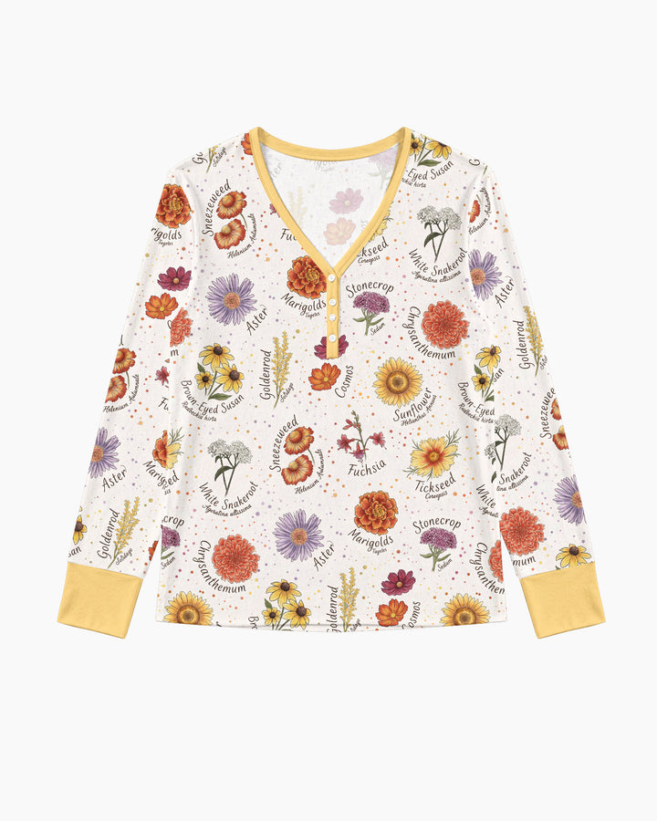 Autumn Blooms of North America Bamboo Women Pajama Set