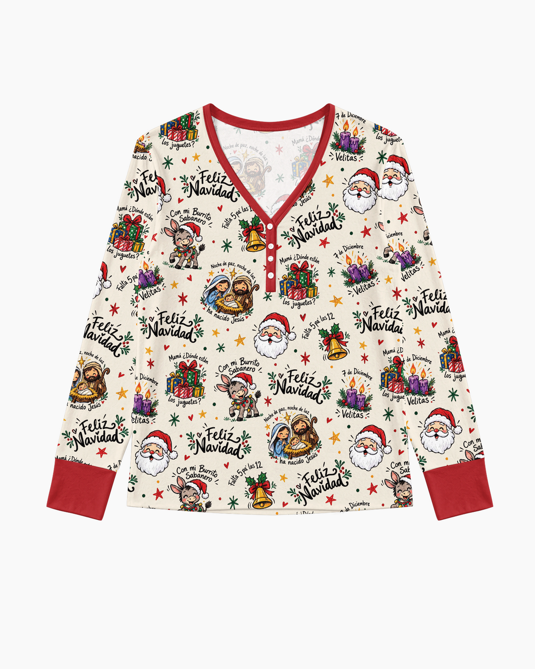 Whimsical Feliz Navidad Christmas Bamboo Women Pajama Set